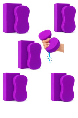 Multi-Purpose Sponges for Cleaning - Purple Sponge 10 Pack, Large Sponges for Car Washing, Tile & Grout, Bulk Pack Sponge