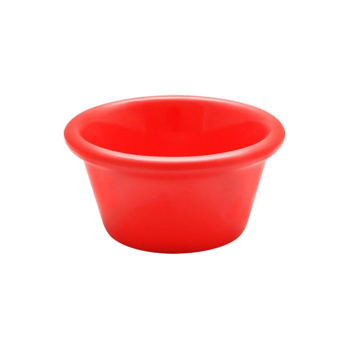 Melamine Ramekins 2.5 oz Commercial Grade Break Resistant Smooth Dipping Sauce Cups Individual Condiment Cups Portion Cups Ramekins 12 Pack (Red)