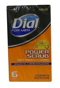 Dial for Men Power Scrub Soap, 2X 6 Count 4OZ. BARS ( 12 BARS TOTAL )