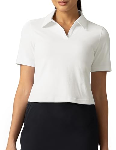 Colorfulkoala Women's Short Sleeve Golf Polo Shirts Collared V Neck Quick Dry Tennis Workout Tops Moisture Wicking