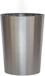 Brushed Nickel Metal Wastebasket 2.2 Gal - Stainless Steel Bathroom Trash Can, Compact Open Design (8 Fits 1.5 Gal Bags, Rust-Resistant & Easy Clean for Toilet/Sink Area, Office Desk Bin