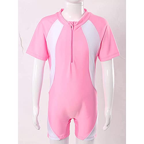 Image of ZUYPSK Kids Girls' Athletic Two-Piece Swimsuits Short Sleeve Rashguard Shirts with Swim Skirts Bathing Suit