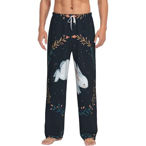 Flanelle de pyjama homme lapin blanc doux avec poches et t