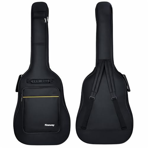 FiNeWaY Durable Guitar Bag Acoustic - 600D Nylon Waterproof & Padded Electric Guitar Bag with Shockproof Base Pockets Straps & Grip Handles - Fits 41-42 inch Classic Acoustic Guitars Case Gig Bag