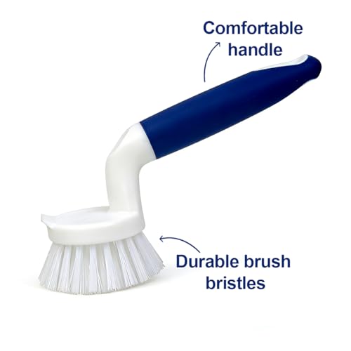 Image of CELOX 2 Pack Dish Brush, Dishwashing Scrubber & Scraper with Handle, Wand, Kitchen Scrub Brush for Sink Grout Cleaning