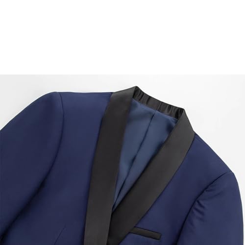 Mens Blazer Slim Fit Tuxedo Suits Jacket Shawl Collar Solid Wedding Dinner Prom One Button Coat 7