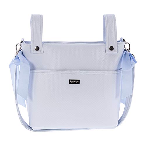 Bolso para Silla de Paseo - Talega para silla de Paseo Rosy Fuentes- Incluye Asa larga para el hombro, bolsillos interiores y lazos - Limpieza Sencilla 0-celeste