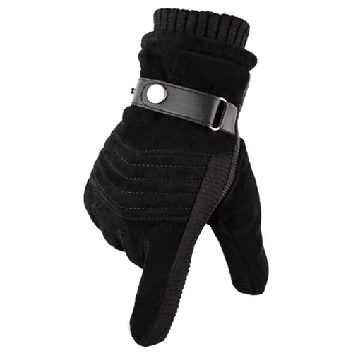 JTKSSCS Manoplas Snowboard Guantes de Invierno for Hombre, Guantes Informales cálidos con Pantalla táctil, Mitones for Hombre, Guantes sólidos for Deportes al Aire Libre con Dedos completos(Black A)