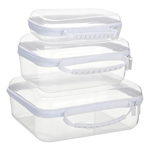 Lot de 3 étuis rigides transparents en plastique PET pour maquillage - 6
