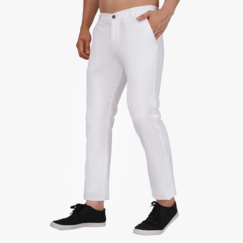 Image of Men's Regular Fit Linen Trousers | Slim Fit Lightweight Casual Pants | Stylish Dress Pants for Office or Travel | Premium Luxury Linen Trouser Pant with Breathable Comfort