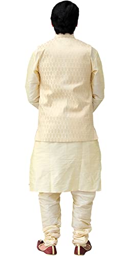 Image of Men's Silk Kurta Pyjama With Waistcoat