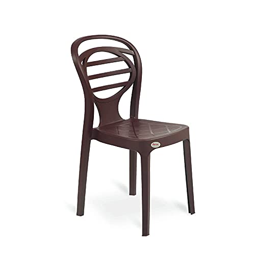 Supreme Oak Dining/Armless Designer Plastic Chair (Globus Brown, 4)