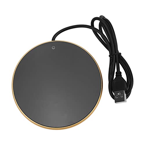 Podgrzewacz do Kubków Przenośny, Inteligentny z Przełącznikiem Dotykowym, USB, Stała Temperatura, Złoty, dla Kubków o Płaskim Dnie Ø 10,3 cm