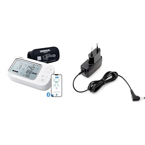 OMRON X7 Smart AFib, Misuratore di Pressione da Braccio, Screening AFib, Validato Clinicamente, 2 Utenti + OMRON HHP-CM01 Adattatore di Rete Universale