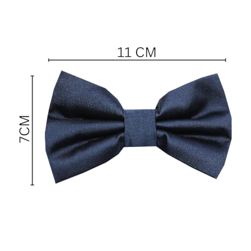 Image of Tie Studio Mens Formal Solid Bow tie | Satin | Microfiber | Standard Size | Premium fabric | Superior Clip Hold | Packaging - Box | Colour - Black Bow Tie (Set of 1)