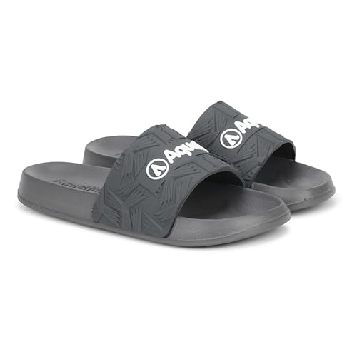 Image of Aqualite NEO-266 Men Slide Slippers with Comfotable Sole Slip-On Flat Flip Flops, Sliders, Chappal & Comfort Insole Slipper for Men