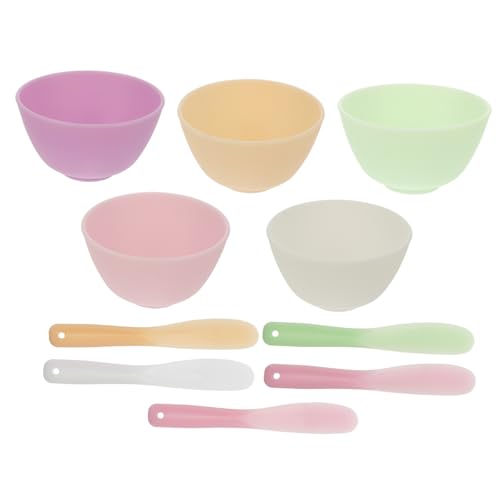 Didiseaon Diy 5pcs Silicone Mask Mixing Bowl 10pcs Makeup Spatula Tool Bulk Pack Random Color
