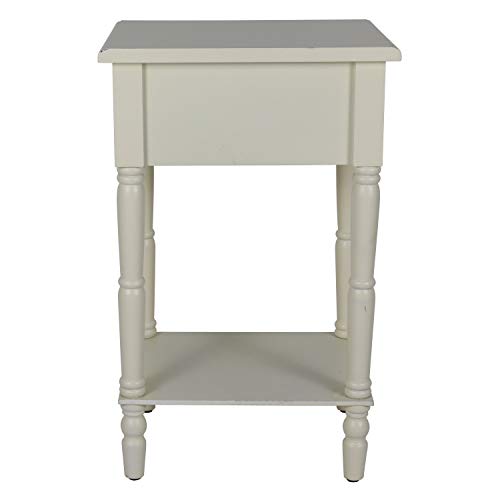Decor Therapy Bailey Bead Board Side Storage Accent Table, 1-Drawer, Antique White #TOP3