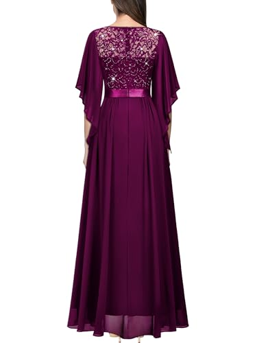 Miusol Women's Elegant Style Sequin Lace Contrast Chiffon Bridesmaid Party Maxi Dress2