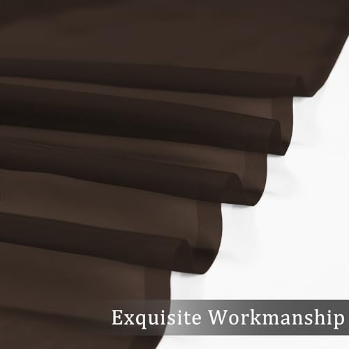 Image of OWENIE Sheer Chocolate Curtains, Sheer Curtains 90 Inches Long 2 Panels Set, Rod Pocket Voile Fimly Sheer Drapes for Living Room /Bedroom, 2pcs, Chocolate, Each 42 inch W x 90 inch L