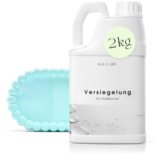 KALA ART Versiegelung für Gießpulver (2 kg) - Für wasserdichtes & lösungsmittelfreies Versiegeln von Gips und Gießpulver - Leicht glänzende Glasur