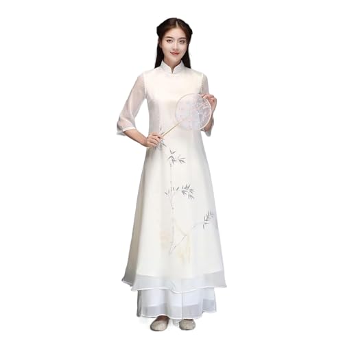 Robe Zen femme style chinois rétro imprimé pour le printemps