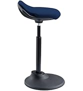 KORE DESIGN LLC Office Adjustable Pivot Stool Square Seat (22” to 30”) Blue Fabric