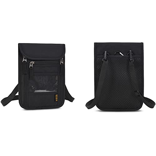 Image of Croogo Fashion Passport Holder Neck Pouch Travel Neck Wallet with RFID Blocking Neck Stash Pouch for Traveling,Black-HZB01