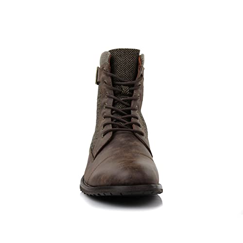Image of Polar Fox Men's Military Style Combat Boot Collection | Men's Cap Toe Ankle Boots with Lace-Up & Side Zipper