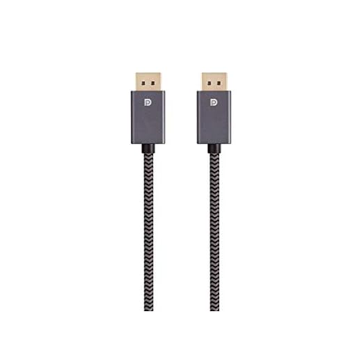Monoprice DisplayPort 1.4 EasyPlug Nylon Braided Cable - 10 Feet - Gray | Up to 32.4 Gbps, 8K@60Hz, DPCP, HDCP, 3D Video, HBR3, DSC 1.2