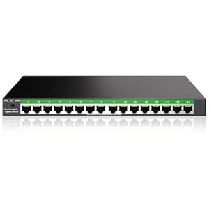 STEAMEMO 16 Port Gigabit Switch, Easy Smart Managed Ethernet Switch, Support QoS, Vlan, Ethernet Splitter, Network Hub, Sturdy Metal