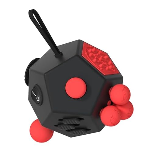 Fidget Dodecagon –12 Side Fidget Toy Cube Relieves Stress and Anxiety Anti Depression Cube for Children and Adults with ADHD ADD OCD Autism (A4 Black red)