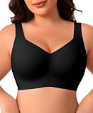 Werena Minimizer BH Damen Ohne Bügel für Große Brüste Seamless Jelly Push Up Bra mit Starkem Halt Vollschalen Bügelloser Entlastungs BHS Komfort Soft T-Shirt Breite Träger Bralette (Schwarz,M)