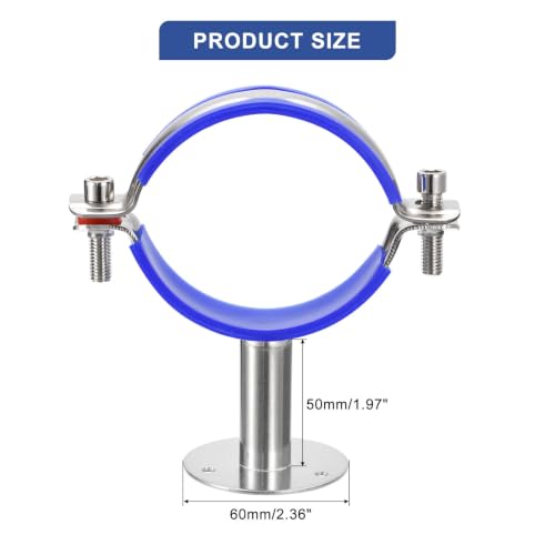 Abrazadera de acero inoxidable regulable para soporte de tubería con base estable de pared 3