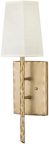 Hinkley Tress Single Light Wall Sconce, Hand Hammered Details, Off-White Textured Shade, ADA Compliant, Champagne Gold Finish