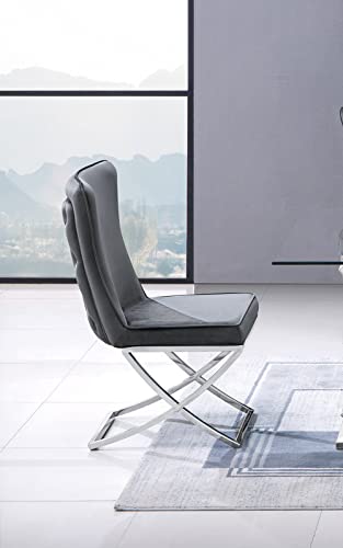 Silla Chesterfield Terciopelo Gris