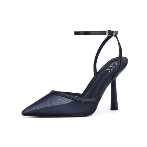 Image of QIY Closed Toe Heels for Women Pumps High Heel Strappy Sandals | Pointed Toe Slingback Women Heels with Ankle Strap, Stilettos Wedding & Bridal Formal Dress Shoes for Evening Party, Prom