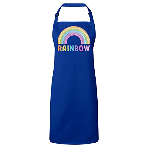 Tablier cuisine bleu arc-en-ciel aquarelle avec protection anti-taches pour adulte
