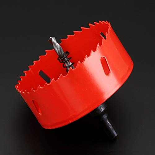 Tbwhl 6 Inch 150 Mm Hole Saw Blade For Cornhole Boards / Corn Hole Drilling Cutter & Hex Shank Drill Bit Adapter For Cornhole Game / Carbon Steel & Bi-Metal Heavy Duty Steel( Red ) #TOP5