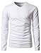 H2H Men's Comfortable Slim Fit Long Sleeve V-Neck T-Shirt White US L/Asia XL (KMTTL0374)