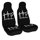 KiuLoam Faith Hope Love Cross Heart Car Seat Covers, Front Vehicle Seat Protector Car Mat Covers, Universal Fit for Vehicle Sedan SUV and Truck Automotive Interior, 2 Pcs