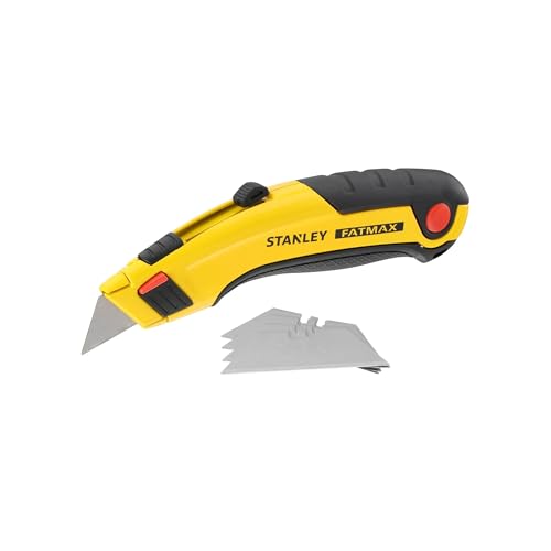 Stanley 0-10-778 Couteau avec Lame Rétractable Gamme Fatmax - Système InstantChange - Corps en Acier - Essuie-Lame - Contient Jusqu’À 5 Lames - Repose Doigt en Caoutchouc - Fourni avec 5 Lames
