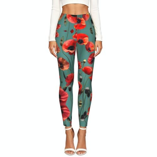 Leggings de compresión suave con acabados textiles premium de amapolas 2
