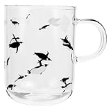 BESTYASH Taza de Vidrio de Borosilicato Transparente Asa Ergonómica Taza para Café y Té Resistente al Calor Diseño Compacto y Práctico para Bebidas Calientes y Frías