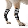 OHCOZZY Ginocchiera per Cani 2 Pezzi con Cinturini Riflettenti，Anti-Leccamento Tutore per Zampe Posteriori del Cane Che Fornisce Supporto Articolare per la Guarigione di Ferite e Distorsioni,S