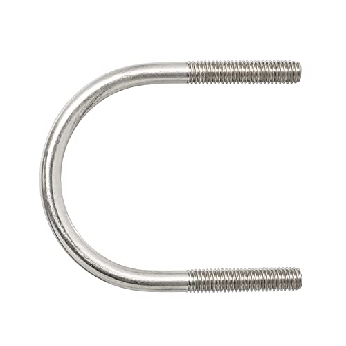 Image of Round U-Bolts 3.03 inch(77mm) Inner Width M8 Thread 304 Stainless Steel Silver with Plates Nuts Flat Washers for Car /RV /Trailer Bumper, 2Pcs