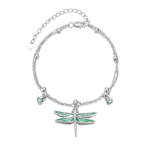 Image of Dragonfly /Cross Bracelet for Women 925 Sterling Silver Bracelet Animal Silver Bracelet Jewelry Mother's Day Birthday Gift for Mom Wift