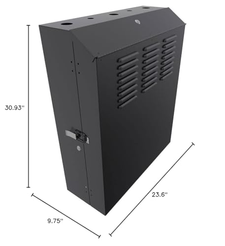 Image of NavePoint 5U Vertical Server Rack Enclosure, Low Profile, 23.6 inch Deep, Max Weight Capacity 132lbs - 5U Network Cabinet Vertical Wall Mount, Perforated, Black