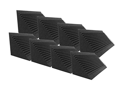 Arrowzoom New 8 Pieces of 4.7 x 4.7 x 9.4 Inches / 12 x 12 x 24 cm Black Soundproofing Insulation Multi-Cut Corner Bass Trap Acoustic Edge Foam AZ1169