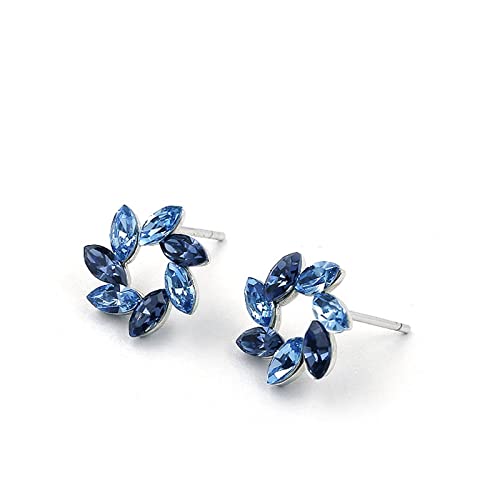 Pendientes de plata de ley con cristal azul estilo joyería de moda mujer 4